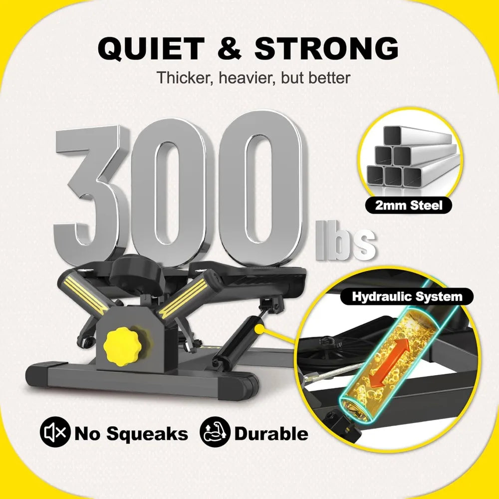 Stepper Machine with Resistance Bands Mini Stepper 300LBS Weight Capacity Twist Stepper for Full Body Workout