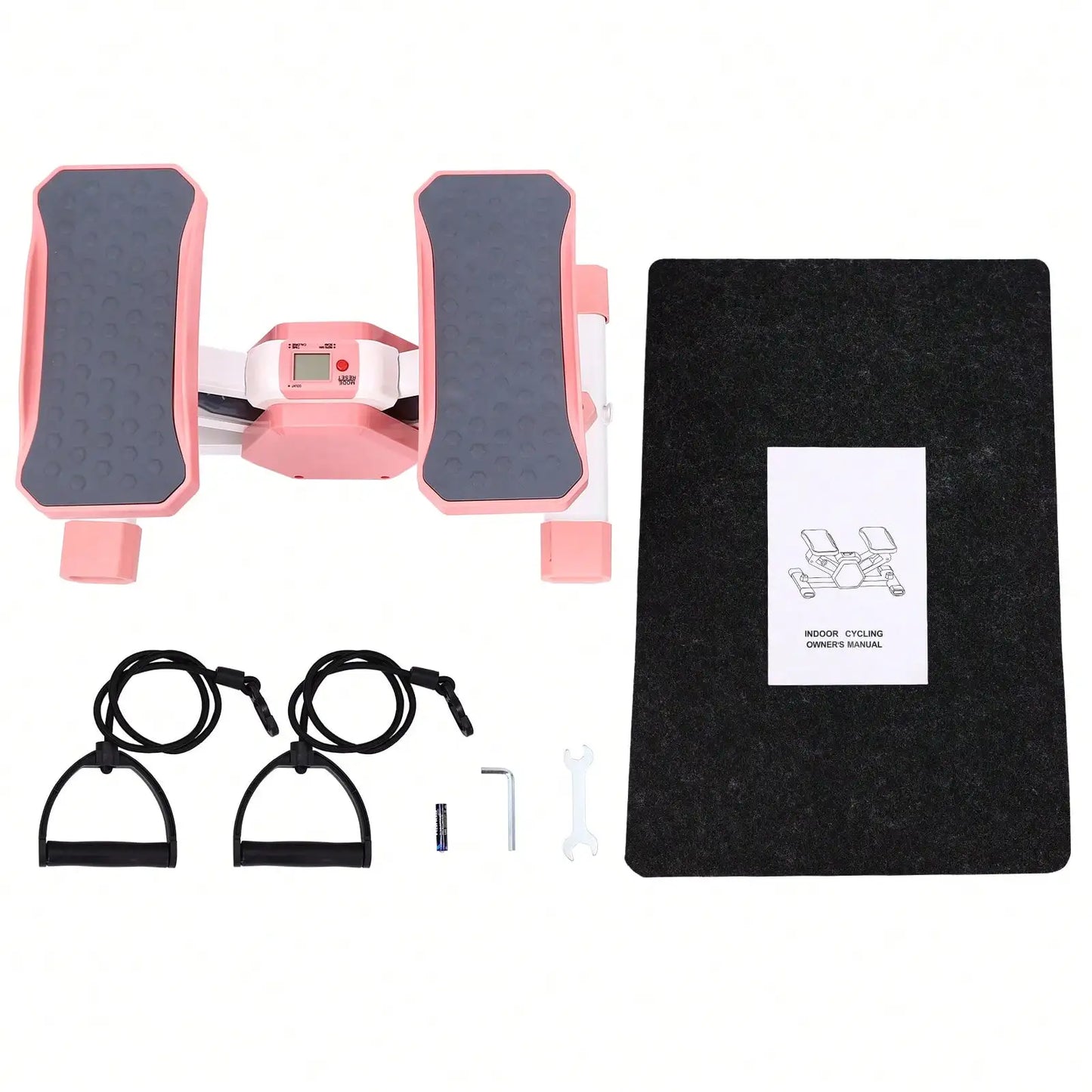 Mini Stair Stepper With LCD Monitor And Resistance Bands Compact Home Office Workout Equipment 330lbs Weight Capacity
