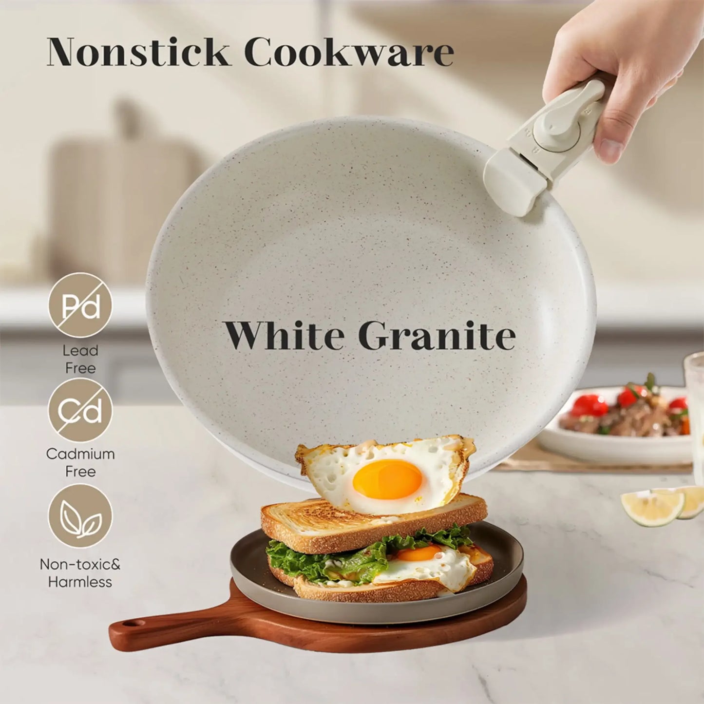 12 Piece Non Stick Cookware Set Pots and Pans Set with Detachable Handle for Kitchen