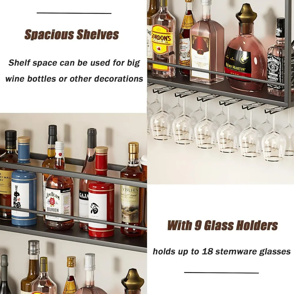 DAFIFY Two Level Metal Wall Wine Rack For Bar Storage