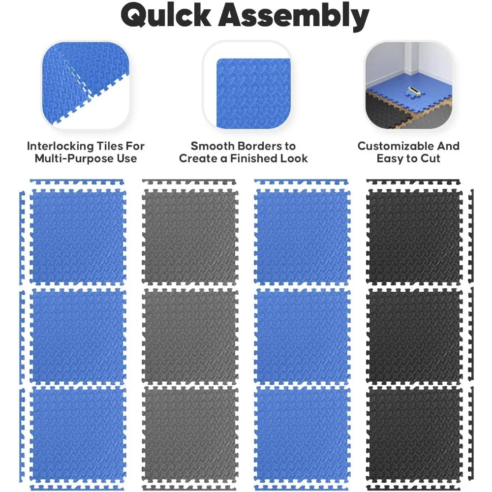 24 Inch x 24 Inch x ½ Inch 16 Tiles Home Gym Mat Puzzle Exercise Mat EVA Interlocking Foam Floor Tiles for Home Workout