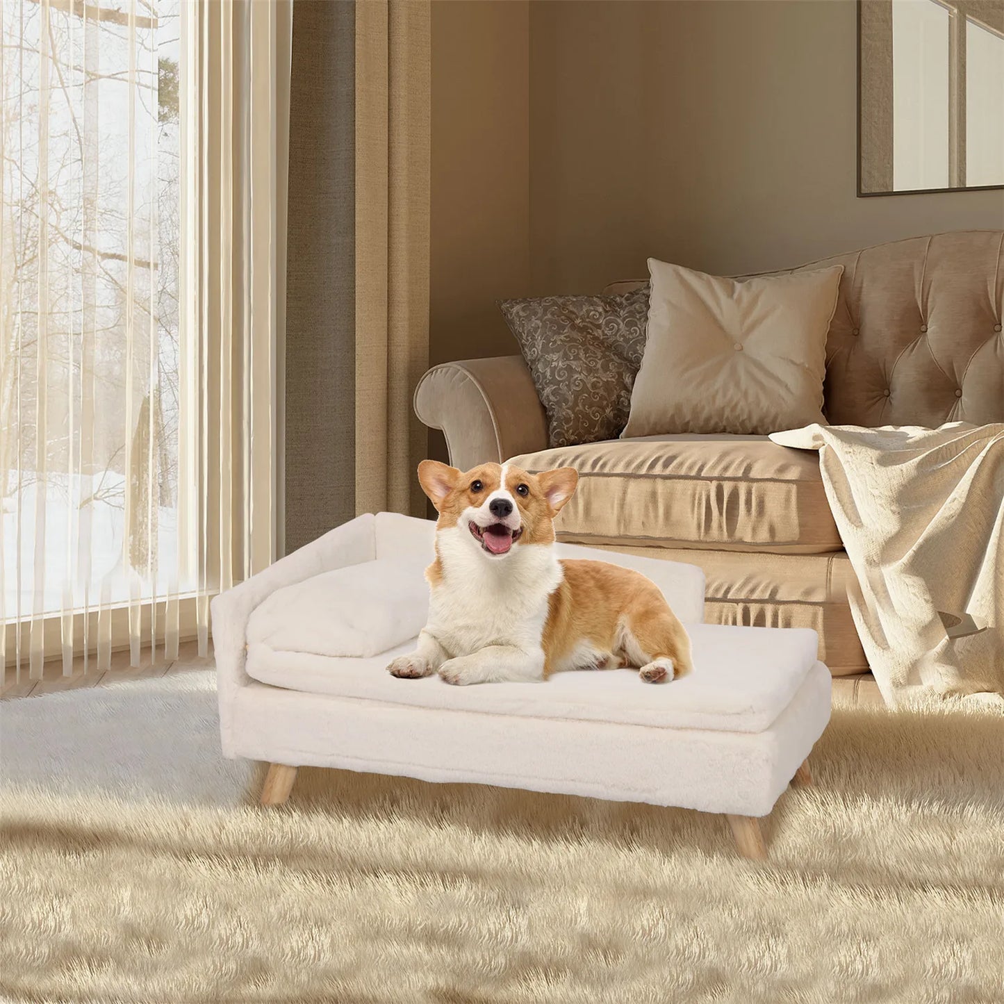 Bingopaw Elevated Pet Bed Nordic Stool Bed With Cozy Pad
