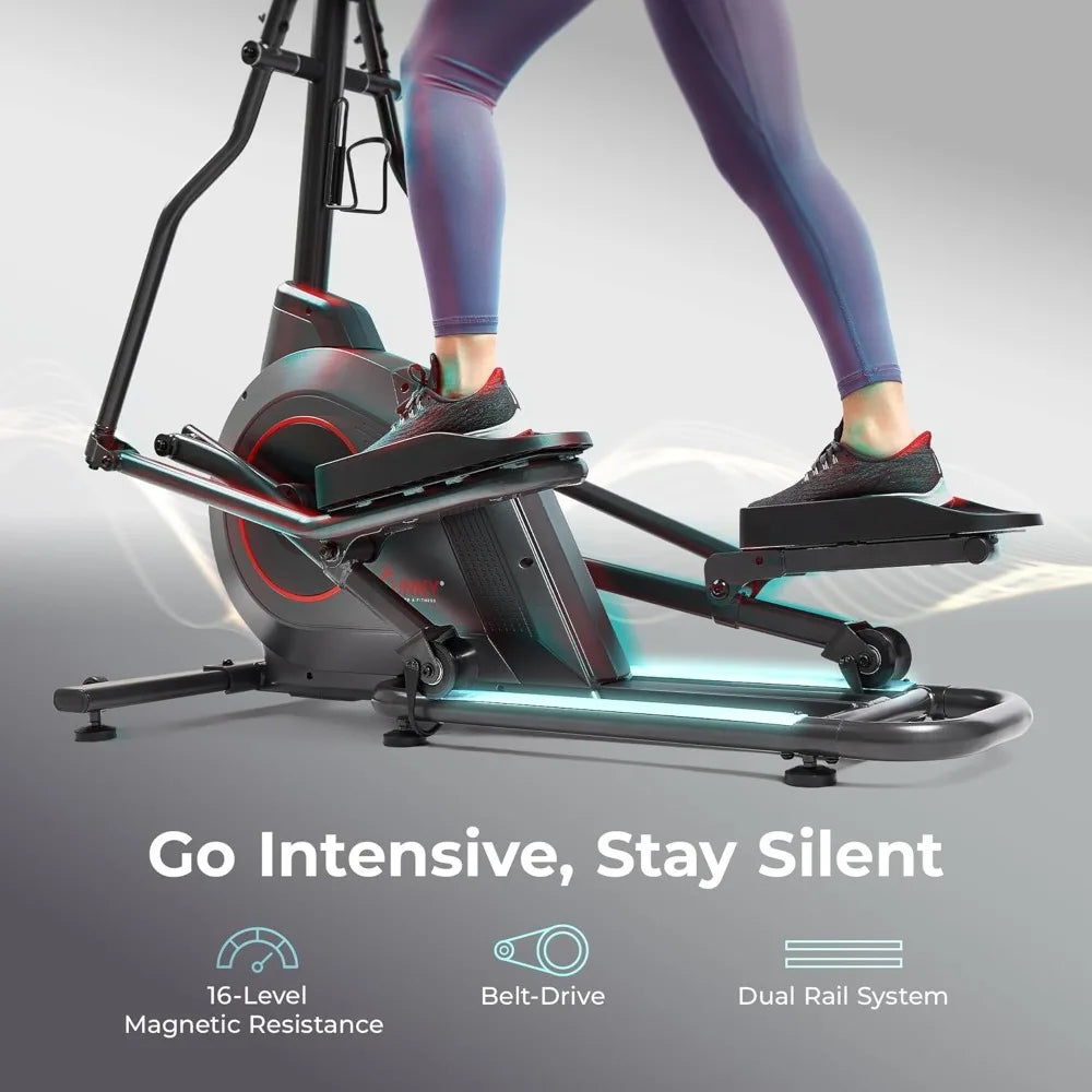 2 In 1 Smart Upright Elliptical Full Body Exerciser With Pulse Sensors Home Cross Training Cardio Workout Machine