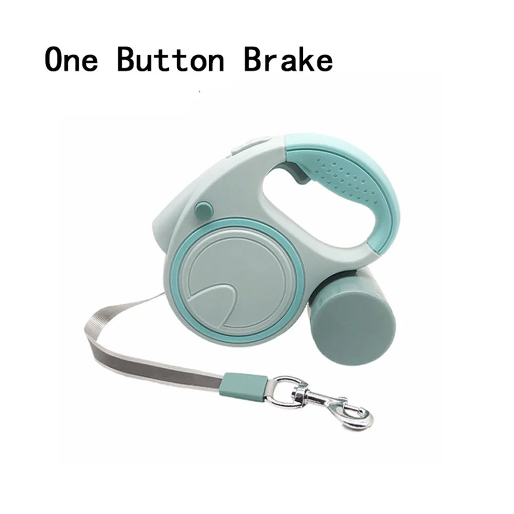 Dog Leash With LED Lights And Garbage Bag Dispenser Retractable