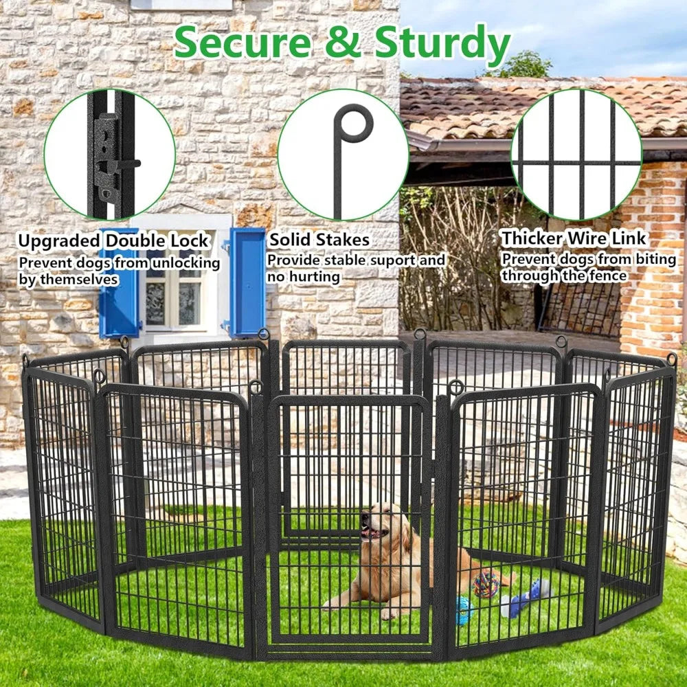 Dog Playpen Outdoor with Low Threshold Full Gate 40 Inch Height 14 Panels Large Dog Pen Dog Fence Outdoor for Yard Heavy Duty Pet