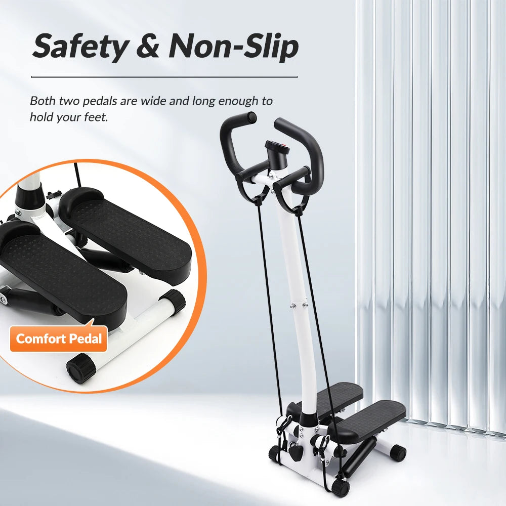 Exercise Stepper Machine For Home Fitness With LCD Display Handle And Resistance Bands Climber Leg Workout