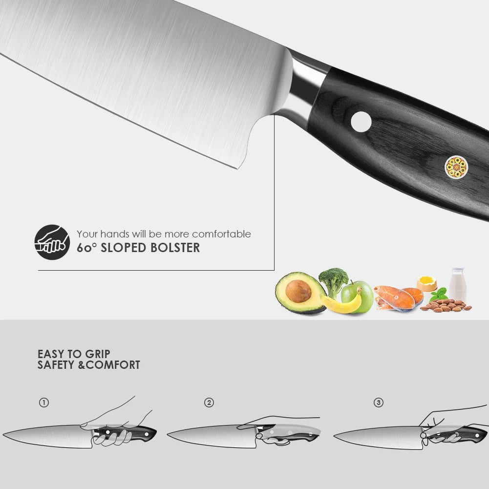 2PCS Pentachro Chef's Knife Professional 67 Layers Japanese Kitchen Knife Chef's Meat Cleaver Knives Wooden Handle