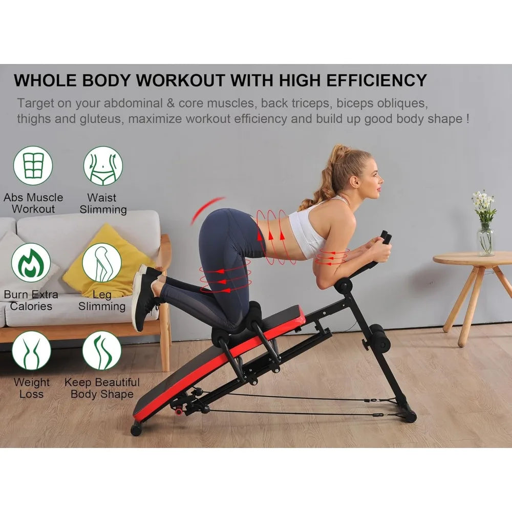 Abs Workout Machine for Core Training Adjustable Sit Ups Collapsible Resistance Band with LCD Display