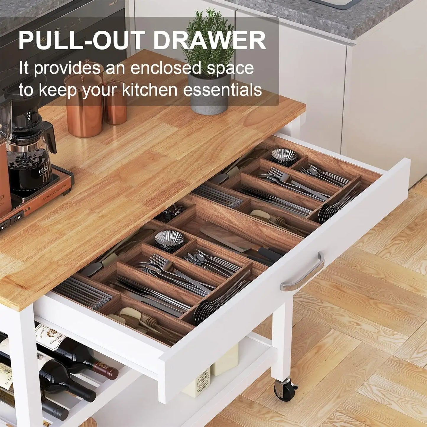 XMSJH 3 Tier Kitchen Island Cart On Wheels With Storage