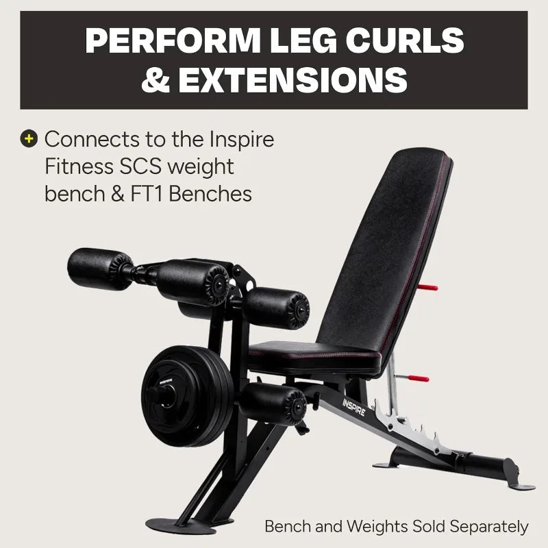 Inspire Fitness Leg Curl Extension Bench Attachment for Home Gym Heavy Duty Leg Extension with Built-in Weight Horn