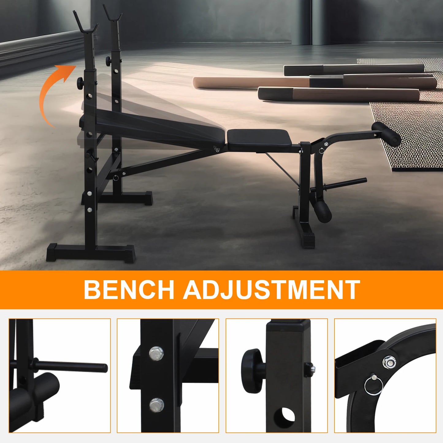 Weight Bench Press Set with Squat Rack and Bench for Home Gym Full Body Workout Fitness Equipment
