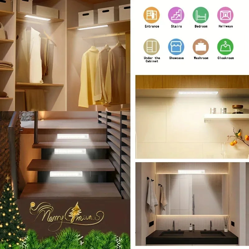 Under Cabinet Motion Sensor Rechargeable LED Lights 1/3/5/6 Packs for Closet Kitchen Bathroom
