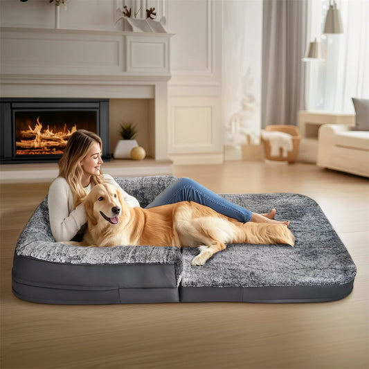 BINGOPAWCN Foldable Calming Orthopedic Dog Bed Plush Cover