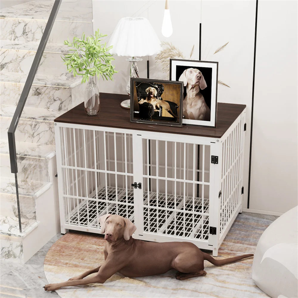 BORWARTH Wood Dog Crate End Table Kennel Removable Tray