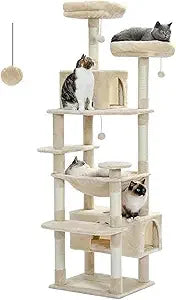 Pawz Road Large Cat Tree 72 Inches Cat Tower for Large Cats Cat Condo with Sisal Covered Scratching Posts and Padded Perches