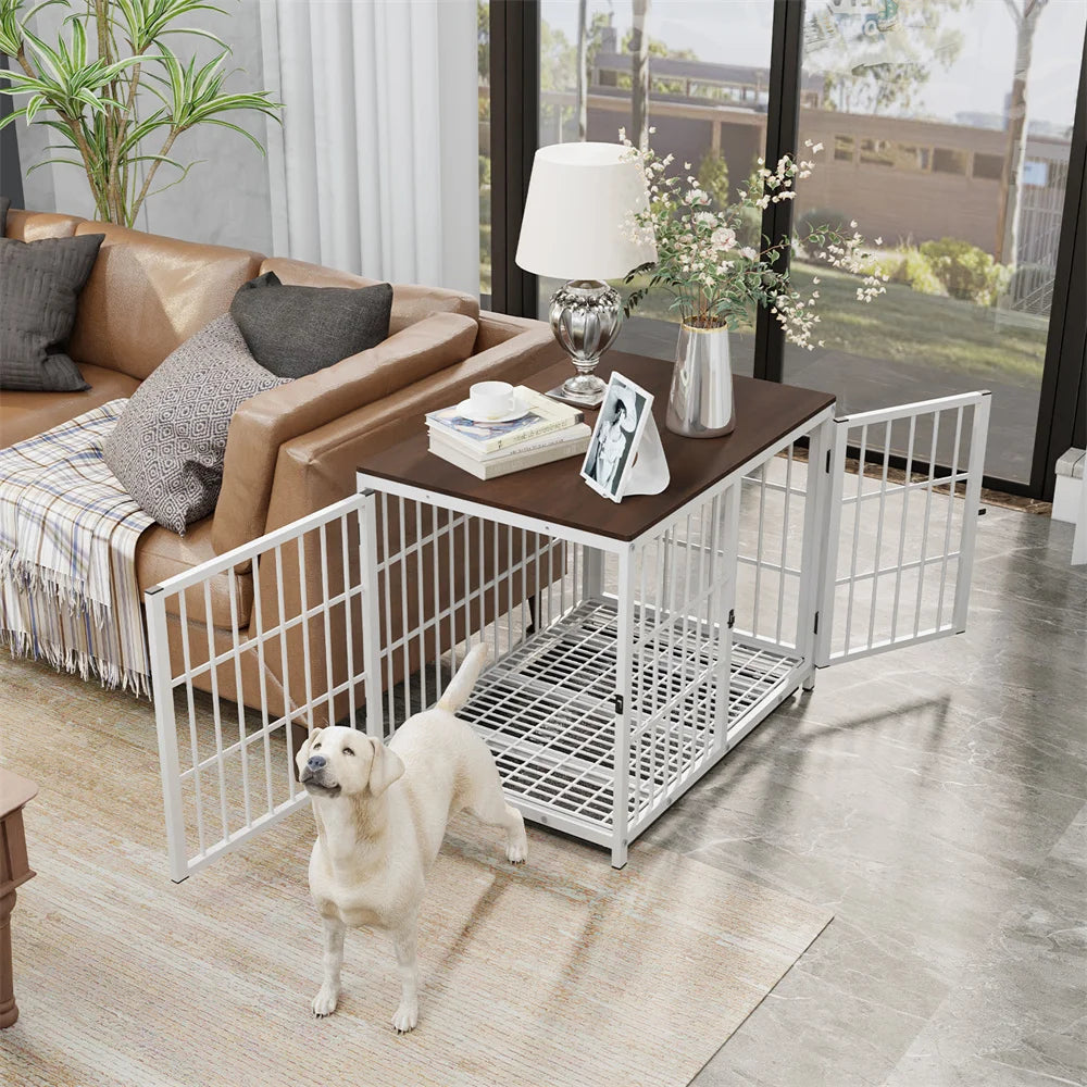 BORWARTH Wood Dog Crate End Table Kennel Removable Tray