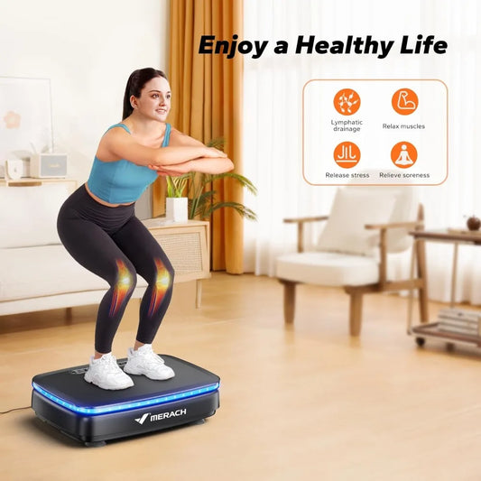 Vibrating Board Exercise Machine with LED Display and 2 Ropes for Home Fitness Equipment