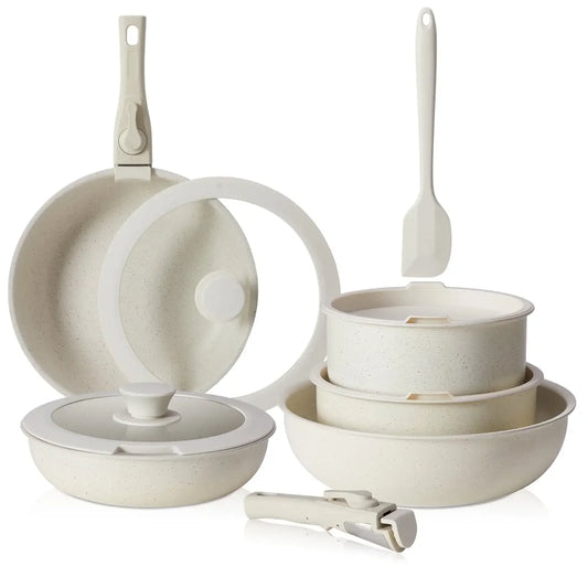 12 Piece Non Stick Cookware Set Pots and Pans Set with Detachable Handle for Kitchen