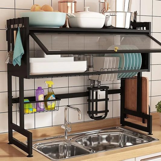 Bukfen Over Sink Dish Drying Rack 2 Tier Stainless Steel