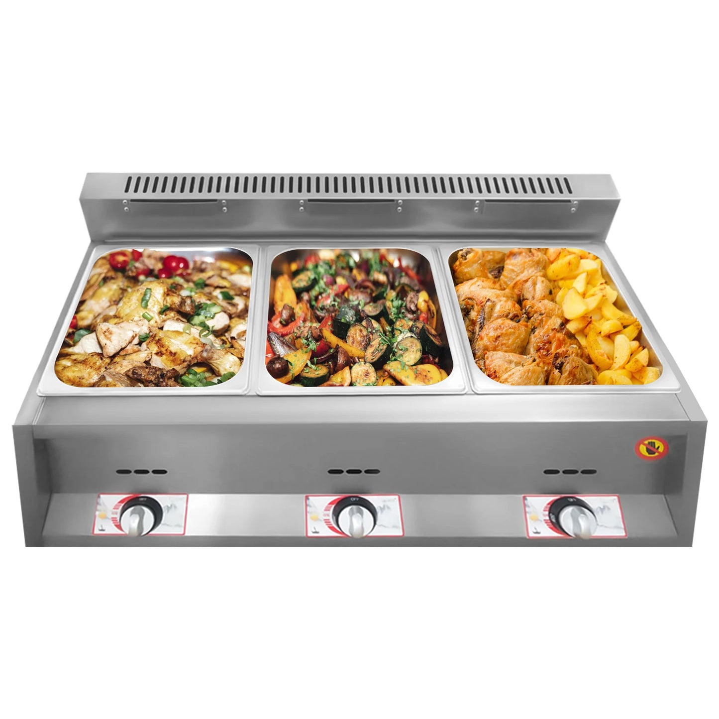3 Pan Gas Fryer Catering Food Warmer Steam Table Buffet Restaurant Deep Fryer for Home Kitchen Use