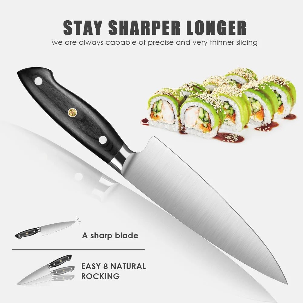 2PCS Pentachro Chef's Knife Professional 67 Layers Japanese Kitchen Knife Chef's Meat Cleaver Knives Wooden Handle