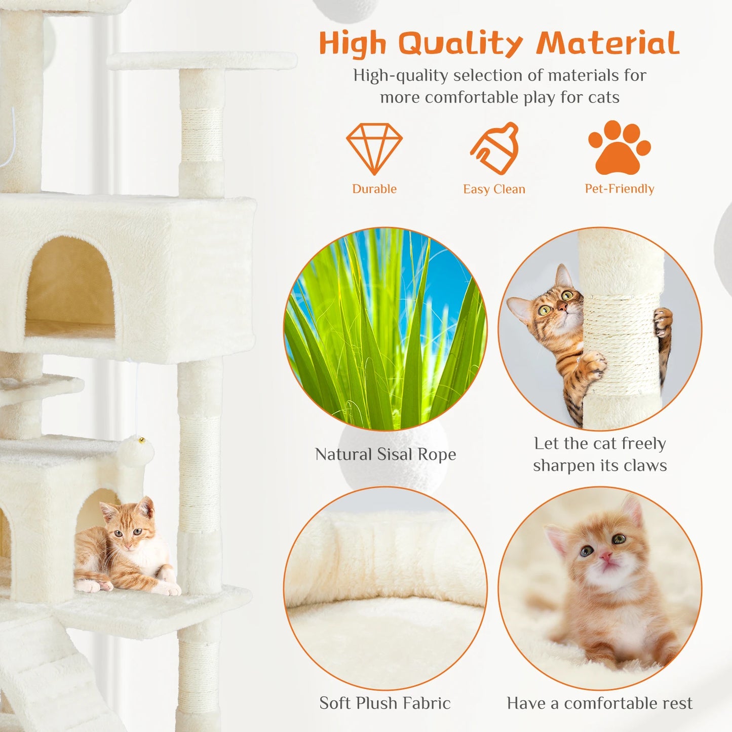 JHK Four Level Cat Tree Tower With Sisal Scratching Post