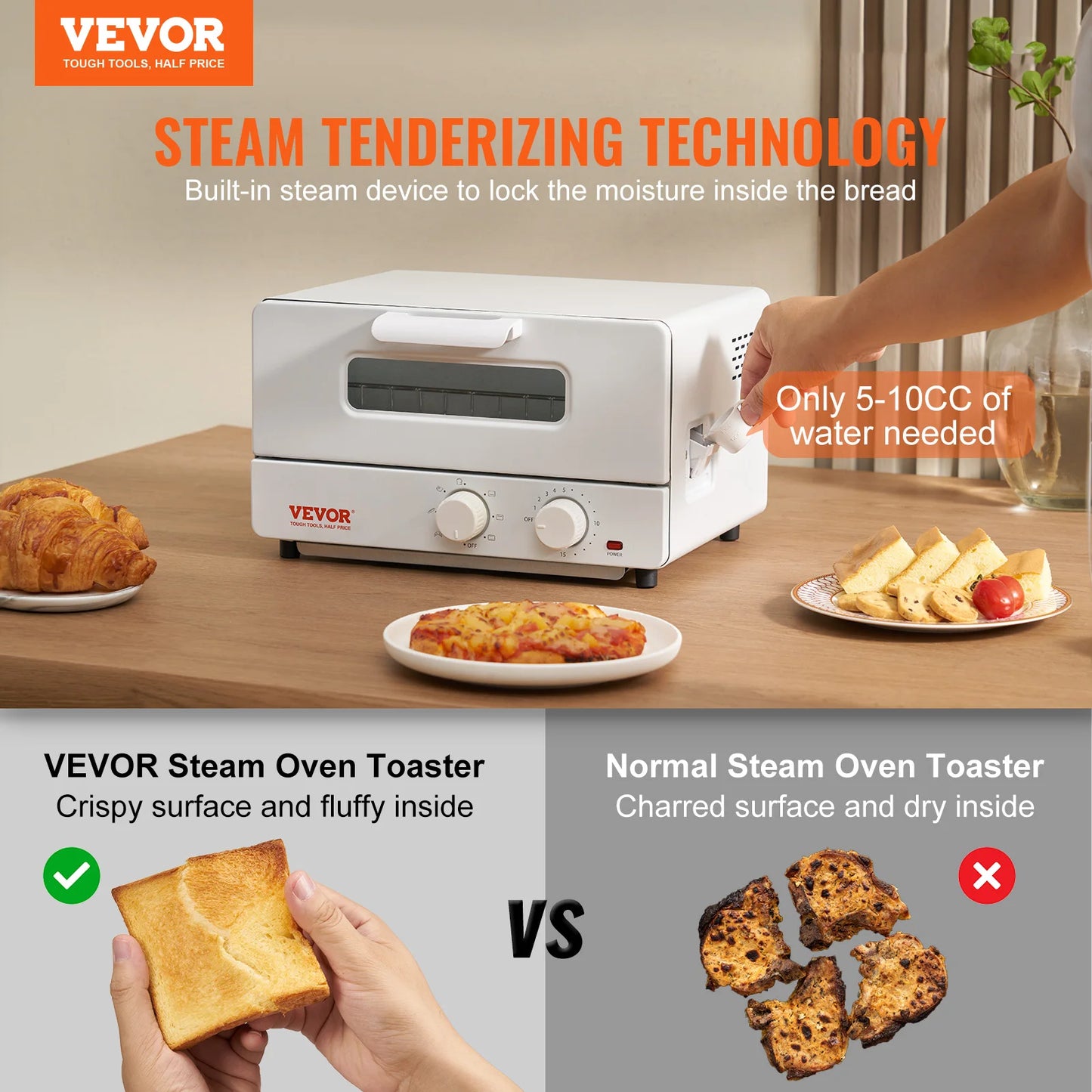 VEVOR 5 In 1 Steam Oven Toaster Convection Countertop Oven