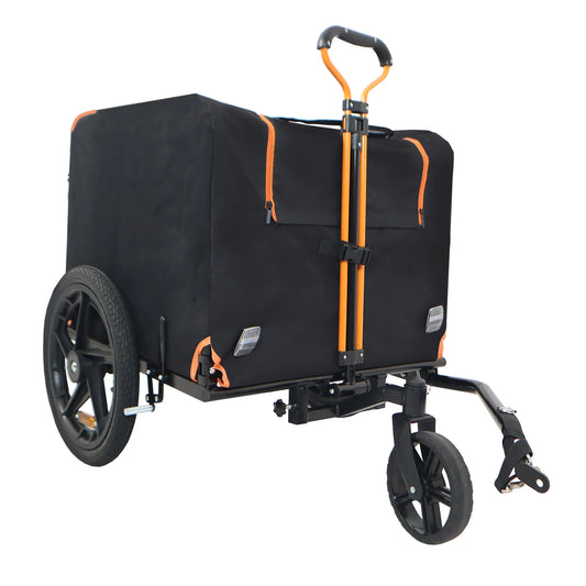 Foldable Pet Jogging Stroller Dog Carrier Bicycle Trailer for Small Pets Orange and Black