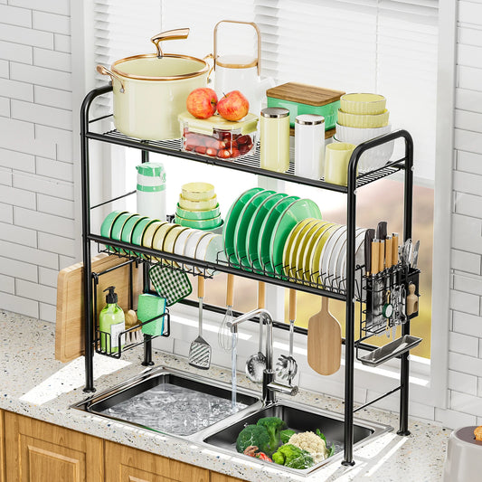2 Tier Over The Sink Dish Drying Rack for Kitchen Counter