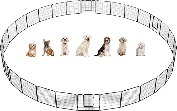 Dog Playpen Outdoor 32 Inch 32 Panels Heavy Duty Metal Puppy Exercise Pen for Indoor and Outdoor Use