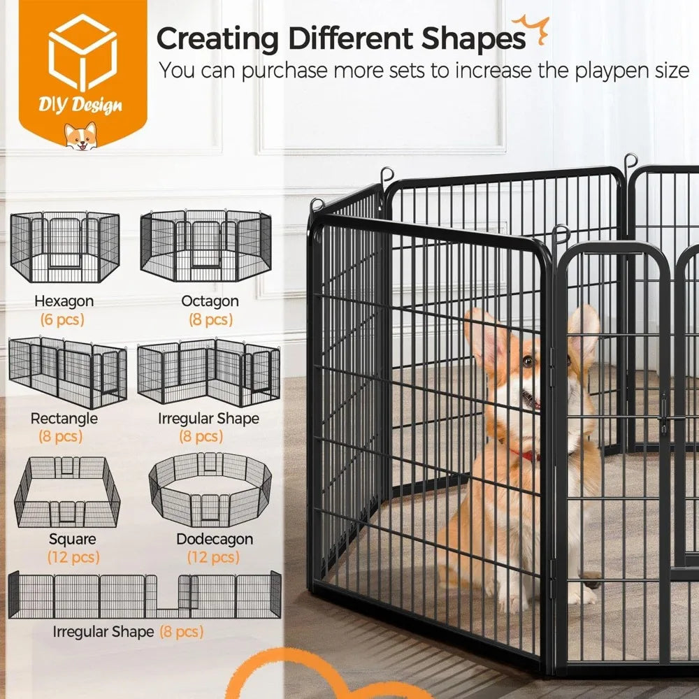 Dog Playpen Outdoor 32 Inch 32 Panels Heavy Duty Metal Puppy Exercise Pen for Indoor and Outdoor Use