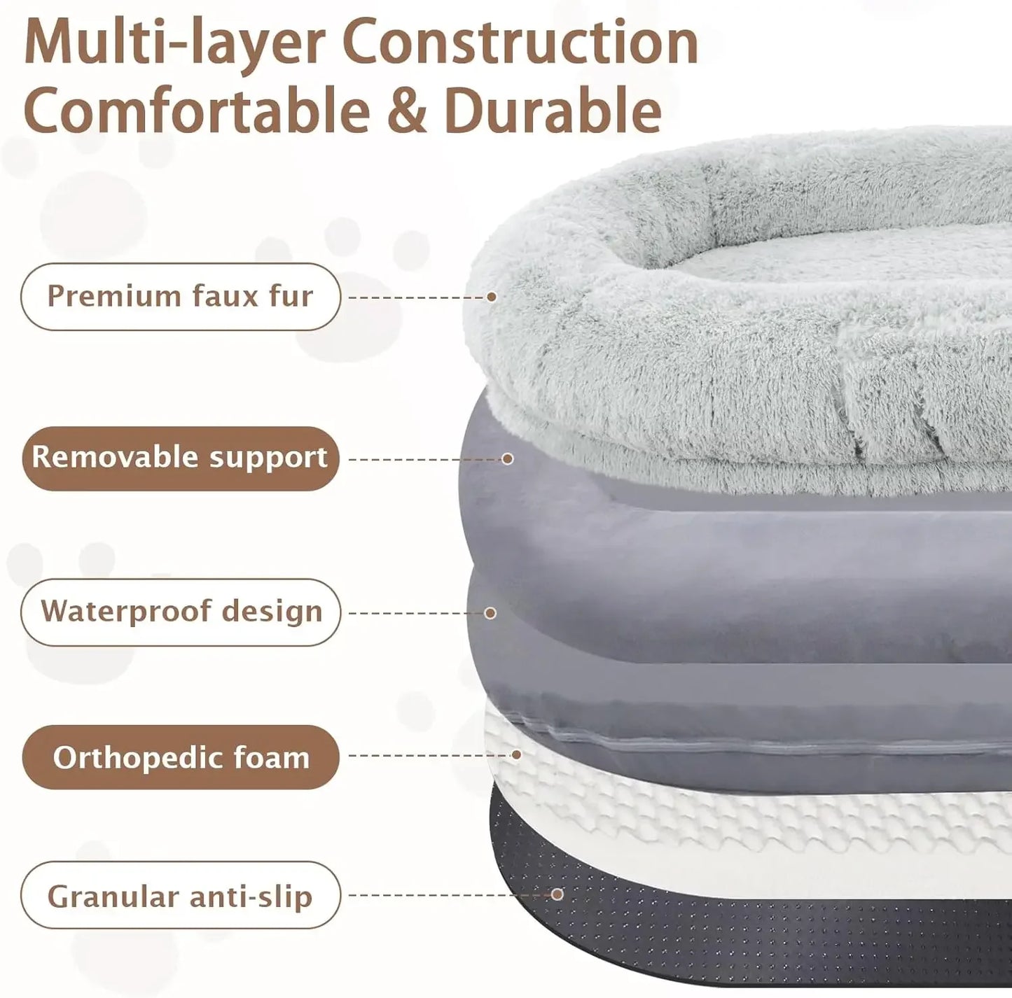 Human Dog Bed 71 Inch by 45 Inch by 12 Inch Size Washable Giant People Dog Bed with 10 CM Thick Memory Foam Large Oversize Dog Bed