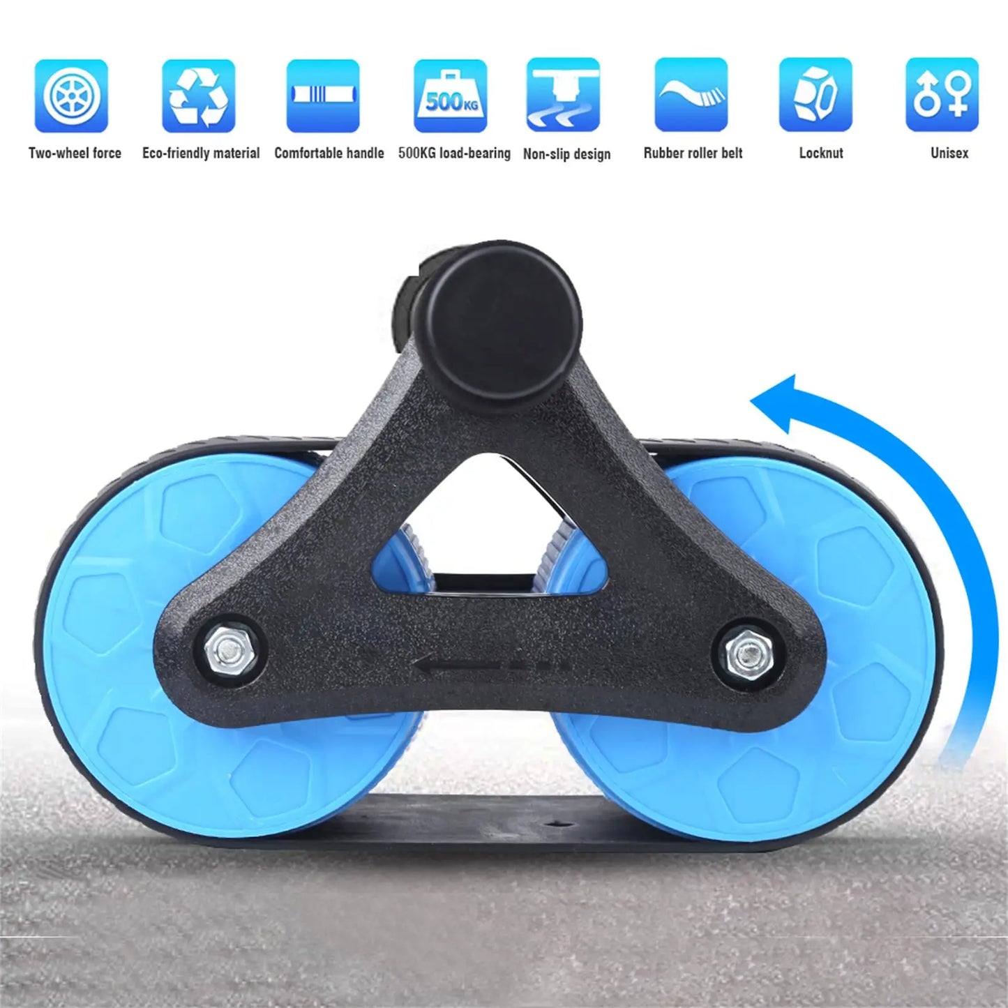 Springback Wheels Roller Domestic Abdominal Exerciser Push Up Training Mute Fitness Equipment Blue