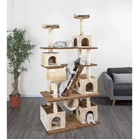 Go Pet Club Huge 87 Inch Tall Cat Tree House Climber Furniture with Swing