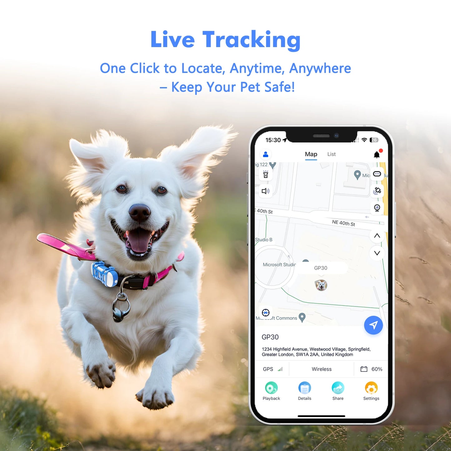 4G Dog Cat GPS Tracker for Pets Waterproof Smart Locator with App Live Tracking and Light Sound Search Free Trial Included
