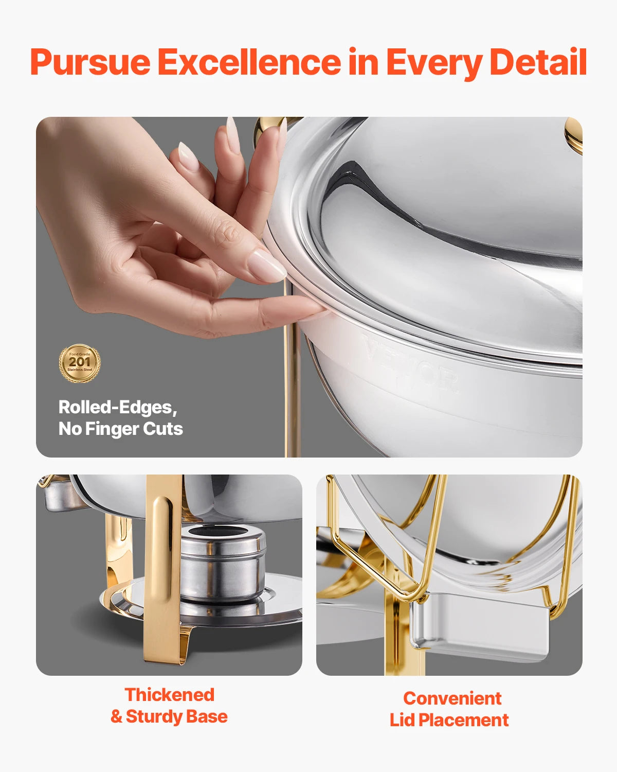 Succebuy 4PackProfessionalGradeCommercialStainless Chafing Dish Buffet Set HeavyDuty With Pans