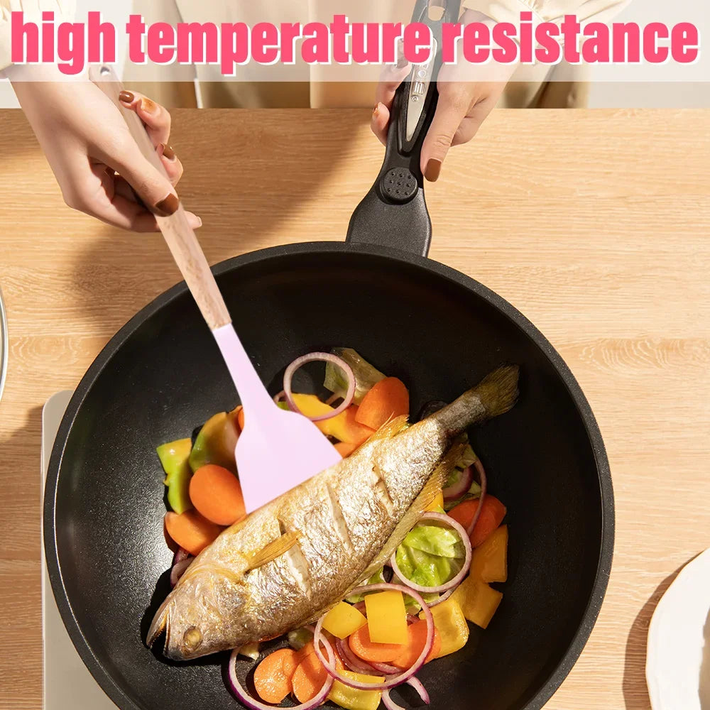 20 Piece Silicone Kitchen Knife Set Heat Resistant Non Stick Soup Spoon Cooking Utensils with Scissors Peeler and Meat Cutter