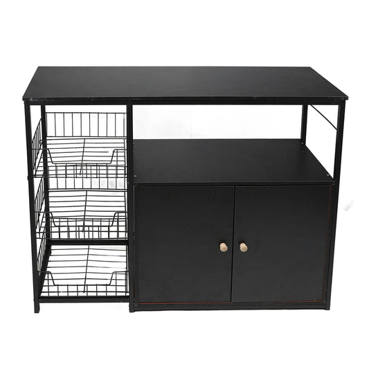 Kitchen Storage Cabinet Multifunctional Floor Standing Sideboard Cabinet Microwave Shelf Organizer Rack Pot Storage