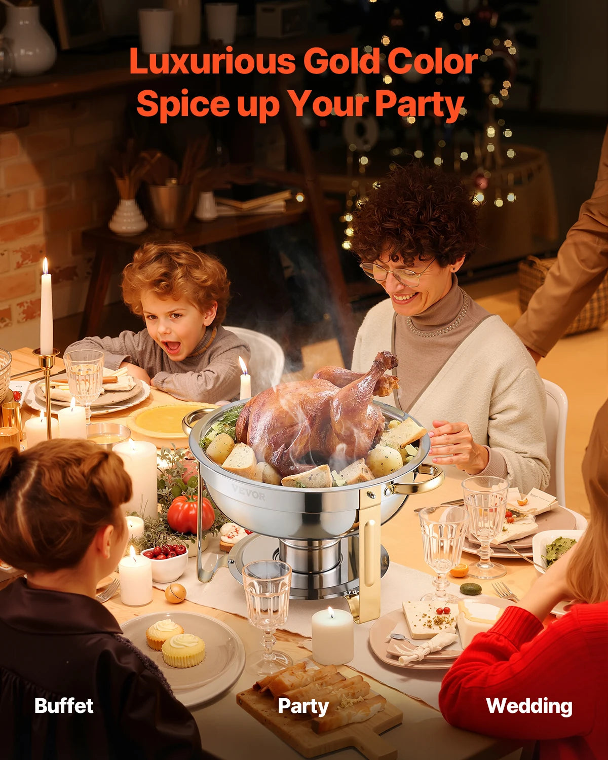 Succebuy 4PackProfessionalGradeCommercialStainless Chafing Dish Buffet Set HeavyDuty With Pans