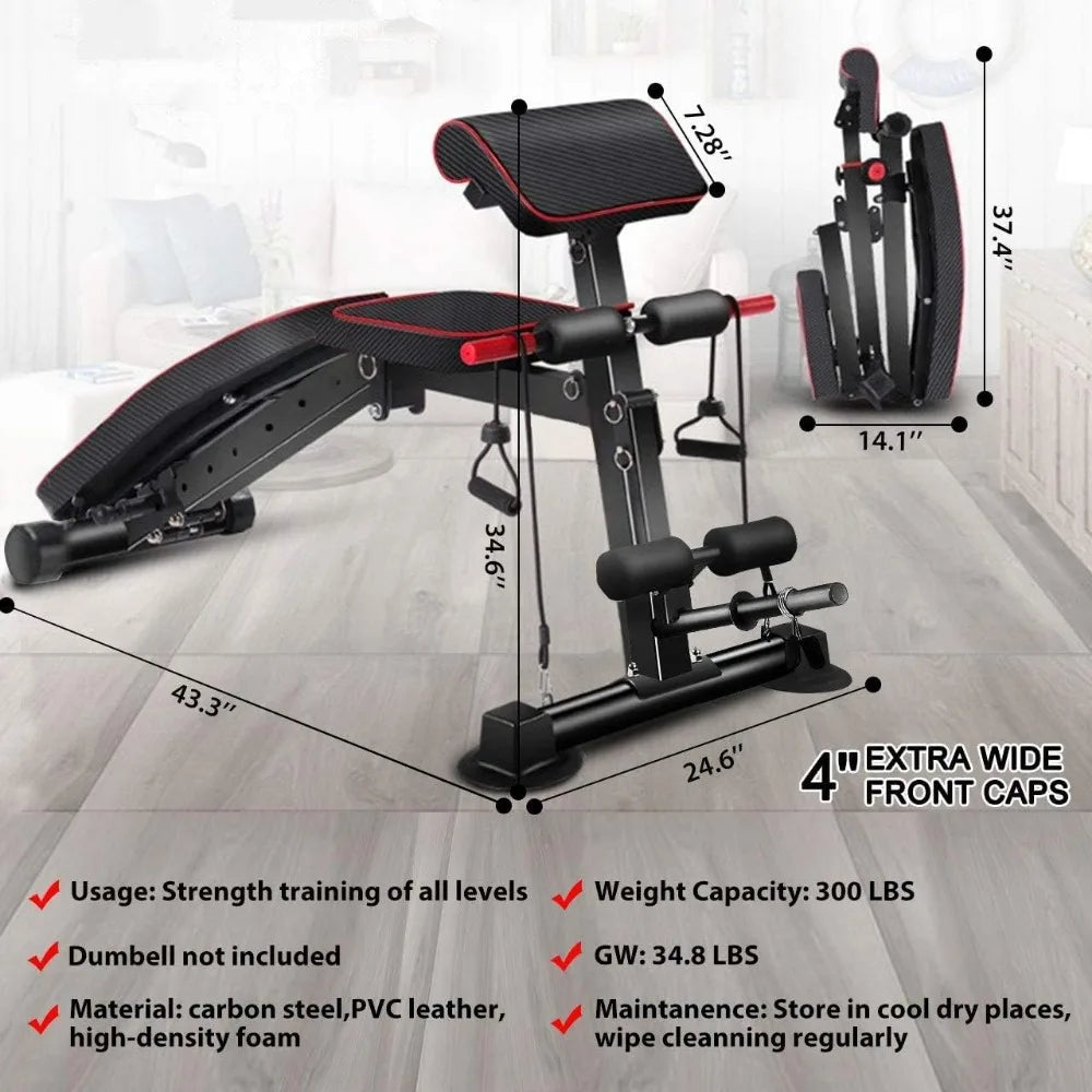 Adjustable Weight Bench Portable Fitness Strength Training Equipment for Home Gym
